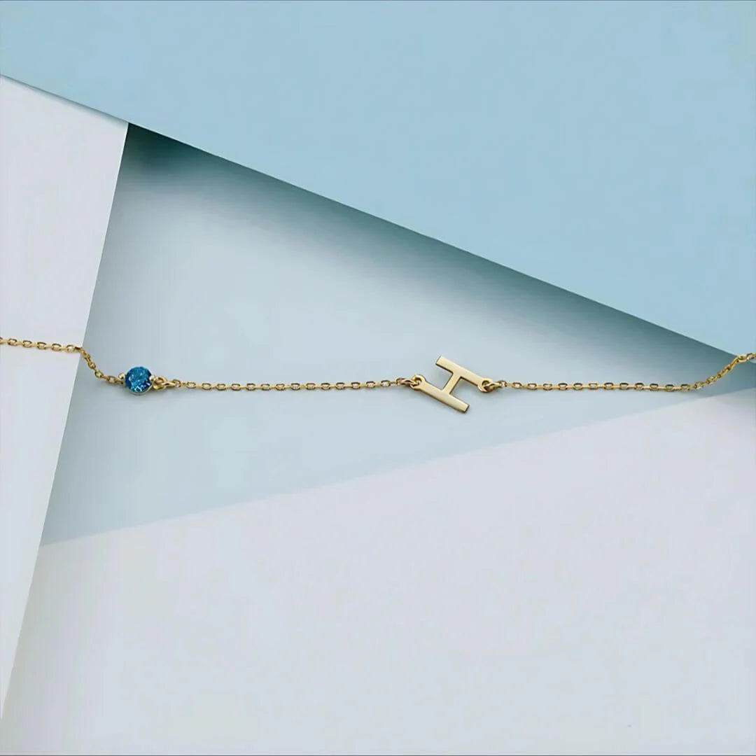 Personalised Soraya Birthstone Initial Bracelet