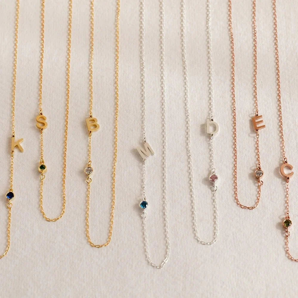 Personalised Soraya Birthstone Initial Necklace
