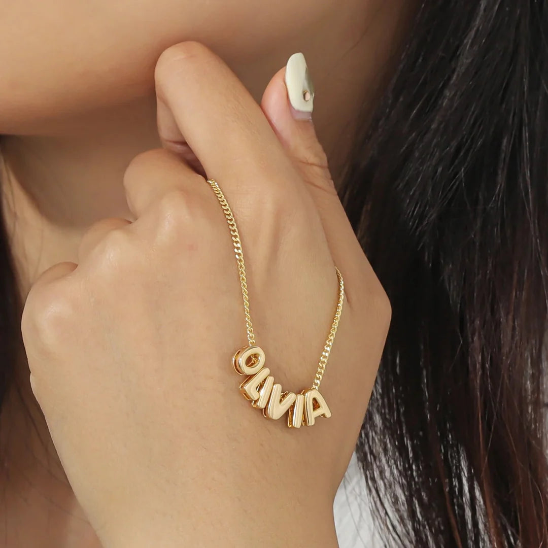 Personalised Zelina Bubble Name Necklace