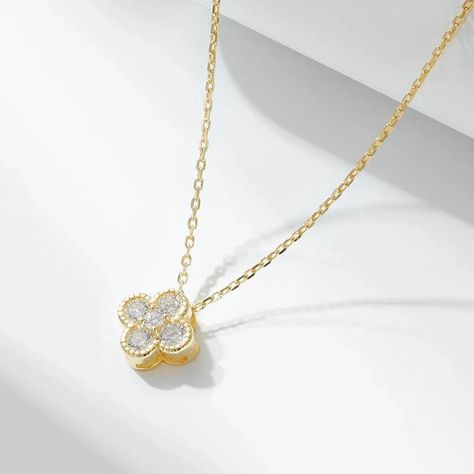 Four Leaf Clover Crystal Pendant Necklace